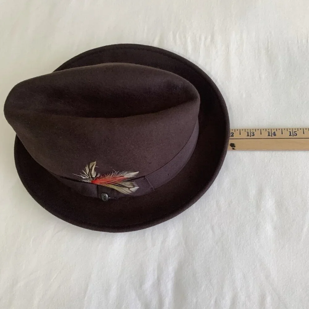Jaxon Homburg Godfather Fedora Style Hat Men's 100% Wool Felt Dark Brown Large